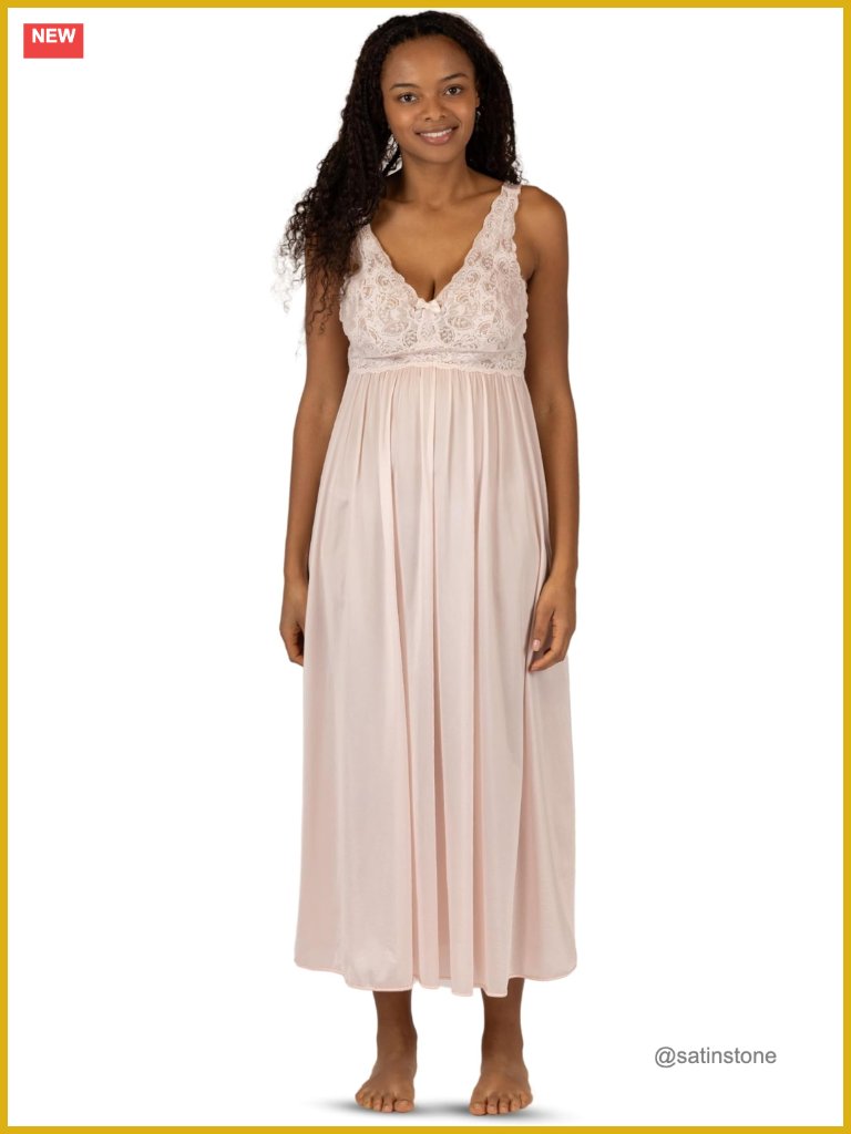 Silky Lace Bodice Flowy Sleeveless Nightgown Sleepwear
